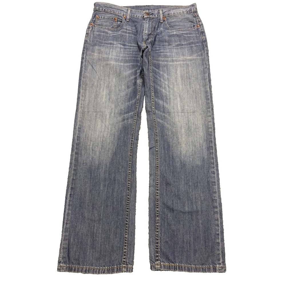 Levis 559 Jeans Men 34X32 Blue Relaxed Straight‎ Whisker Distress Denim